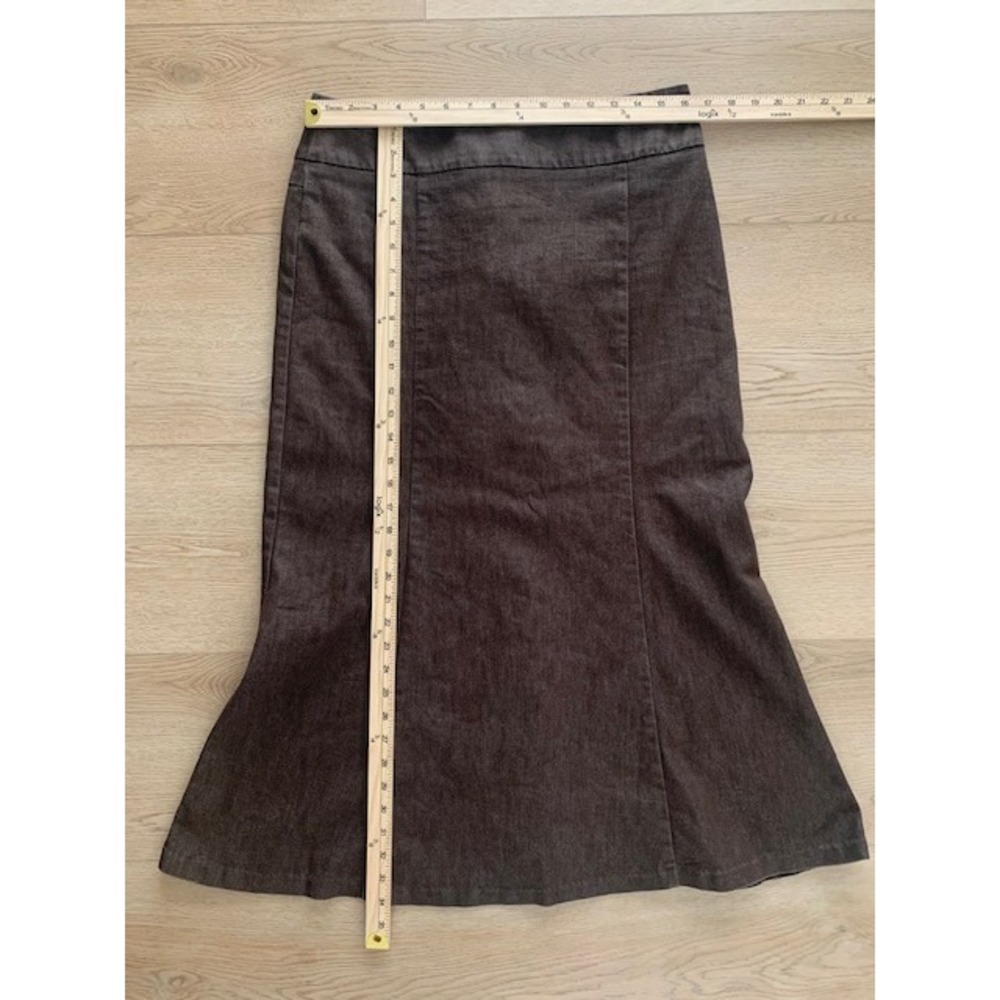 New York Clothing Co Brown Denim Mermaid Maxi Skirt Stretchy Paneled Size 10 - Picture 5 of 7